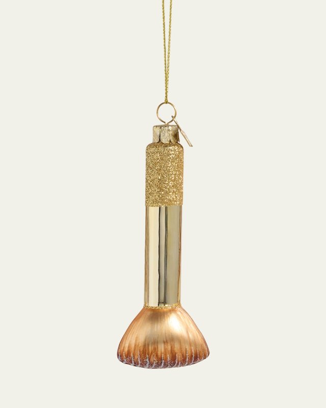 Golden Makeup Brush Christmas Ornament